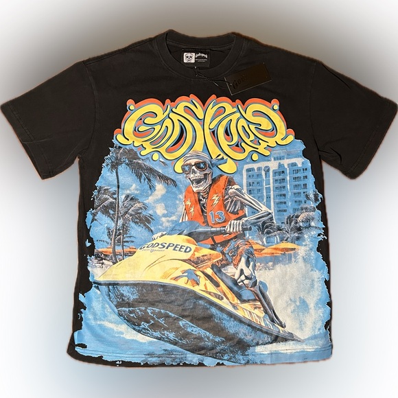 Godspeed Other - Godspeed Wave Runner Graphic Tee Skeleton Jet Ski Heavy Cotton Limited Edition S